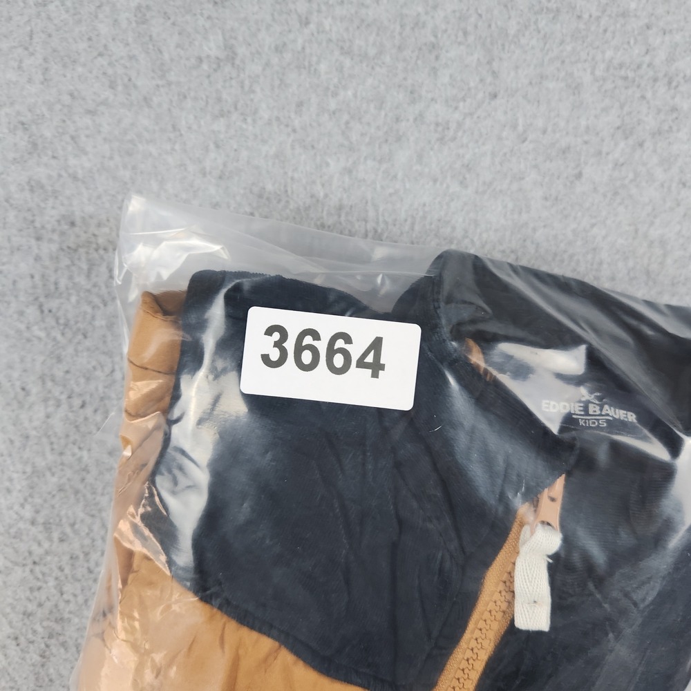 Eddie Bauer Puffer Vest Kids 4T Yellow Navy Blue Colorblock Corduroy Yoke Zip Up - Picture 8 of 8